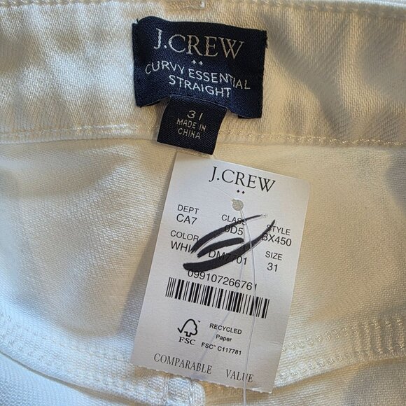 J.Crew Curvy Essential Straight White Jean All Day Stretch Size 31 - Picture 4 of 6